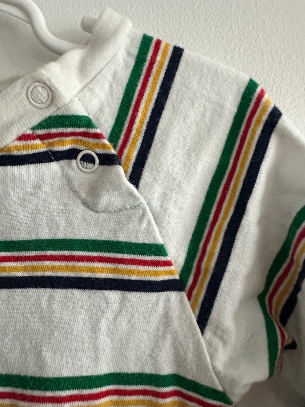 HBC stripes Footed One-Piece with Green, Red & Yellow Stripes 18-24 months